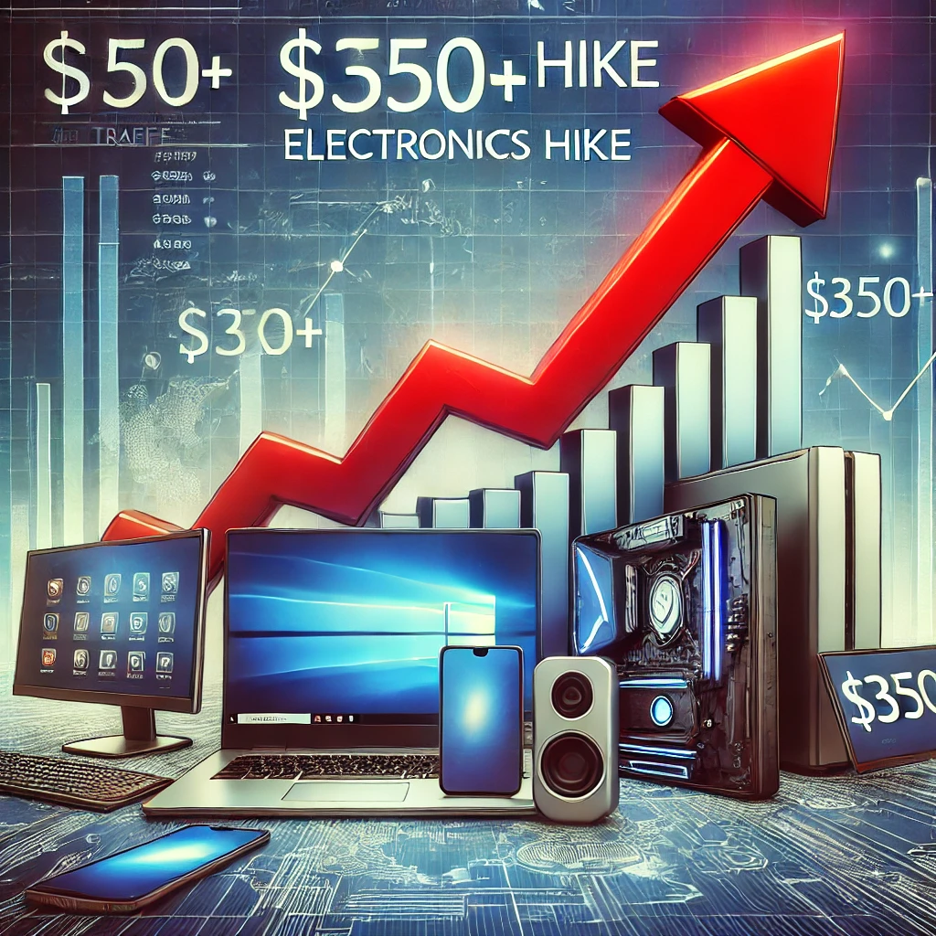 Illustration showing the financial impact of tariffs on electronics prices